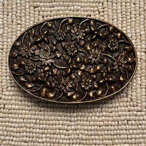 Vintage Bergamot brass works flower belt buckle